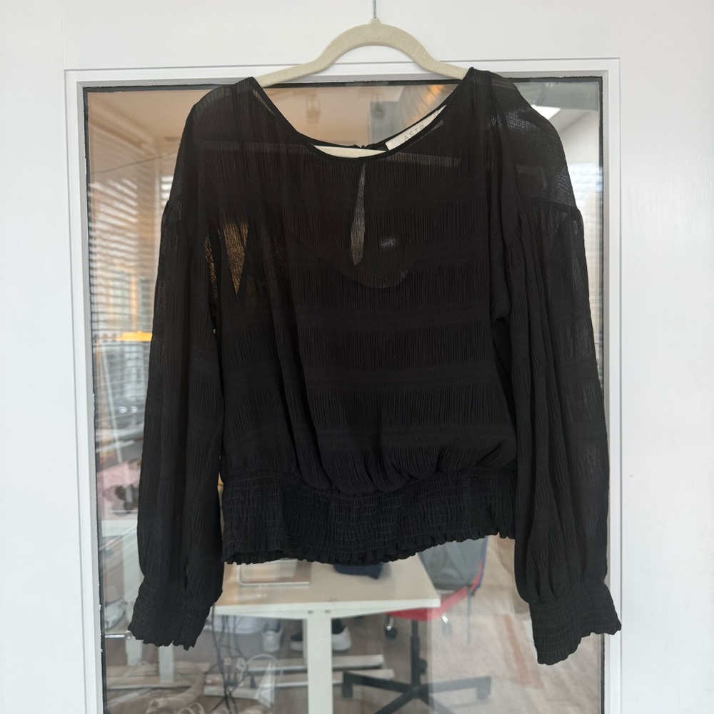 Astr the label black sheer top